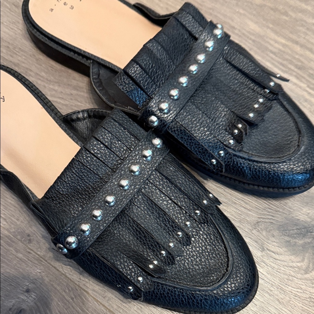A New Day Karoline Fringed Studded  Mule - Black size 8 - Picture 5 of 5
